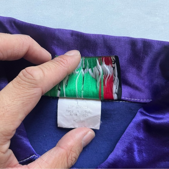 LIP SERVICE vintage purple satin piped western cowgirl cowboy snap button up - Picture 10 of 10